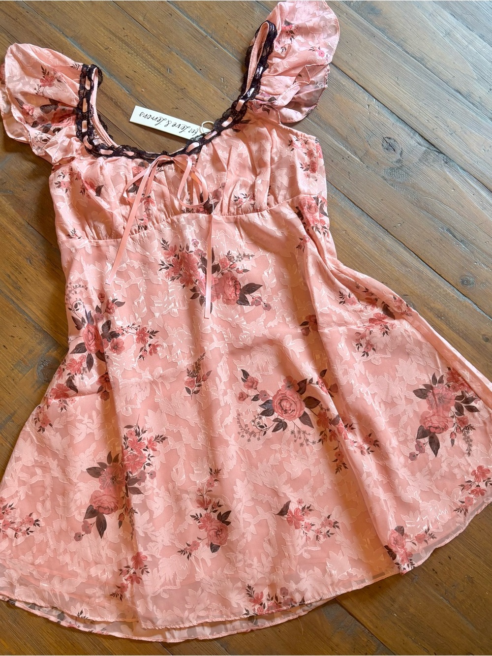 NWT for love and lemons pink floral mini dress